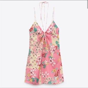 Zara Silky Floral Pink Dress